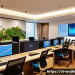 Home 21 가치중심 기술 선택을 위한 체크리스트 - A modern Vietnamese office environment showcasing a diverse team of professionals collaborating over...